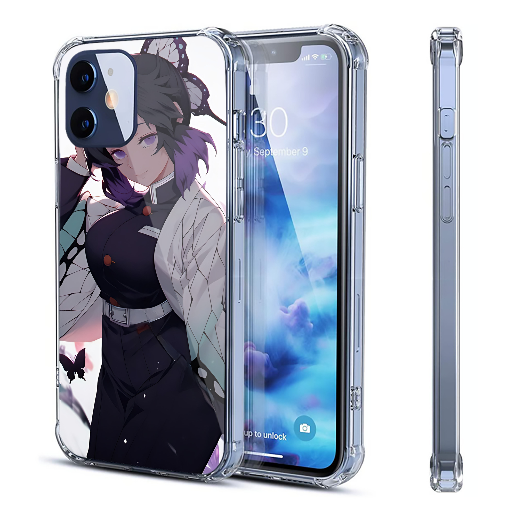 （画像用） 鬼滅の刃（きめつのやいば）蟲柱-胡蝶 しのぶ／こちょう しのぶ Kochou Shinobu 【iPhone 12シリーズ対応】透明スマホケース（クリアソフトケース）